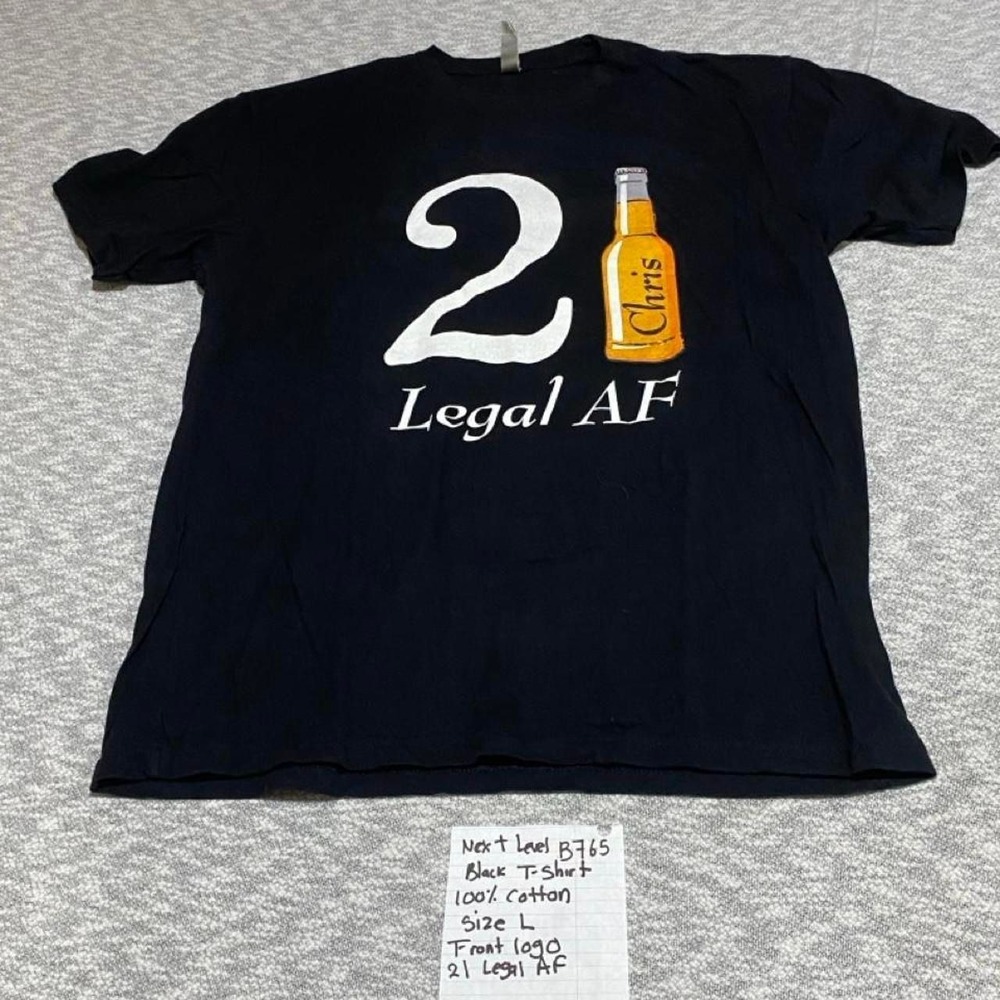Next Level 21 Legal AF black cotton t-shirt Size L. SKU-B765